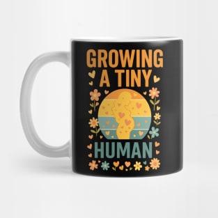 Growing A Tiny Human – Funny Retro Pregnancy Mom Design Mug